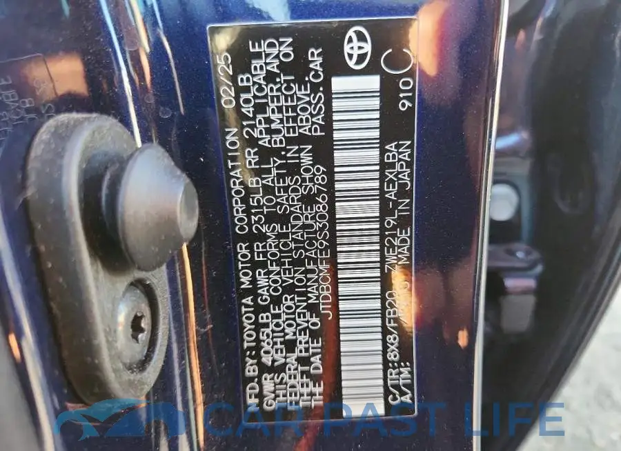 JTDBCMFE9S3086789# 13