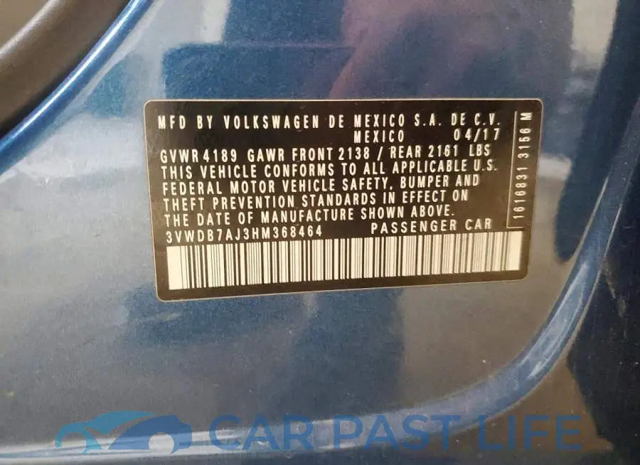 3VWDB7AJ3HM368464# 12