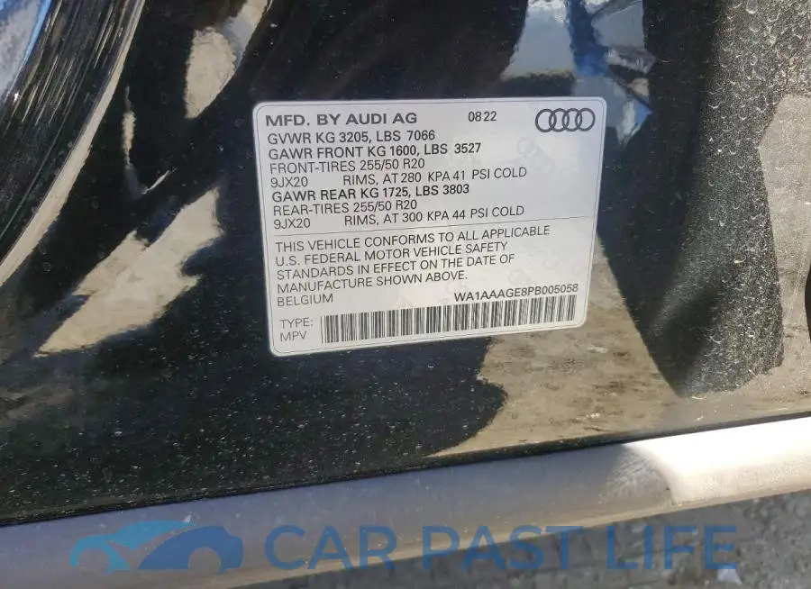 WA1AAAGE8PB005058# 12