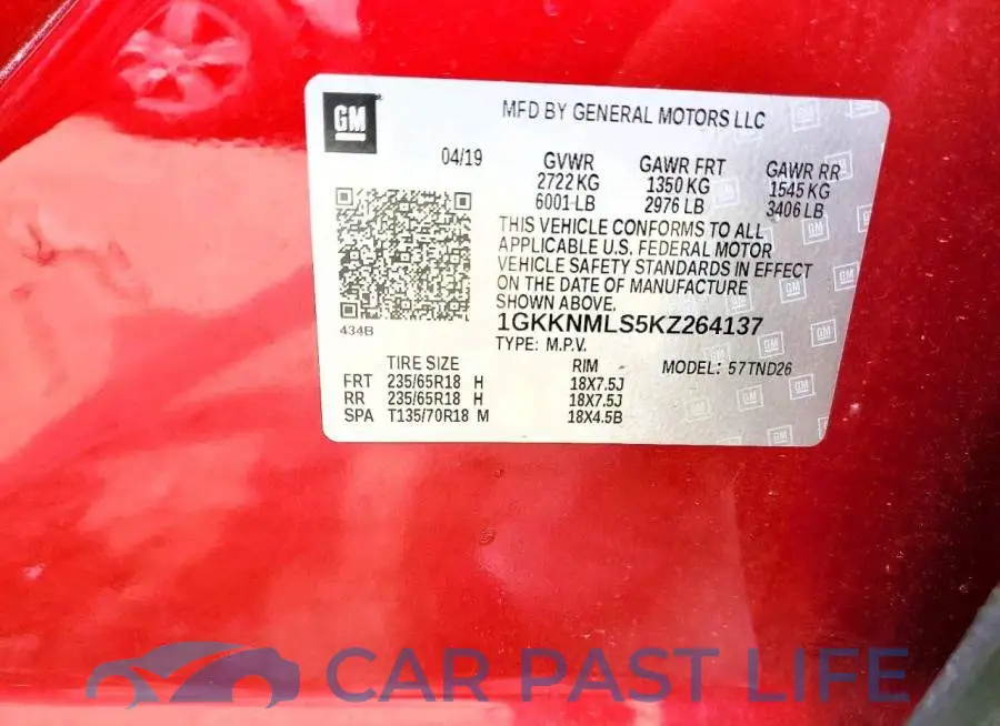 1GKKNMLS5KZ264137# 13