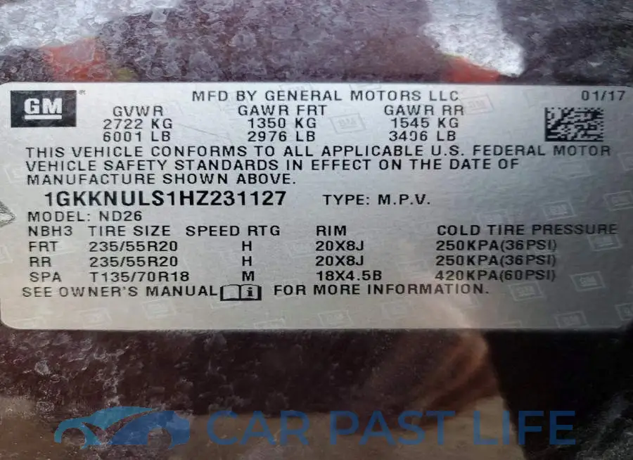 1GKKNULS1HZ231127# 14