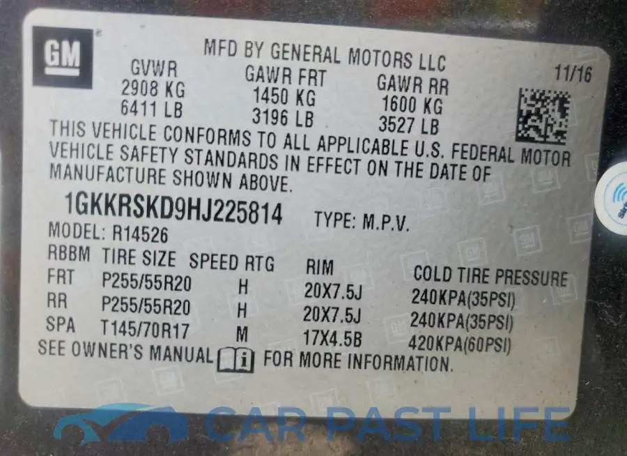 1GKKRSKD9HJ225814# 14
