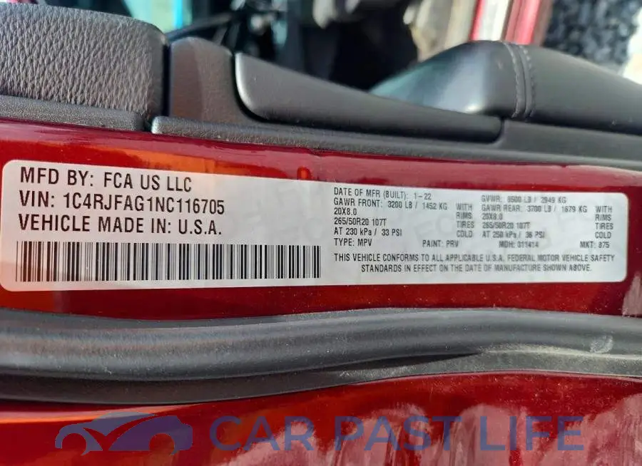 1C4RJFAG1NC116705# 13