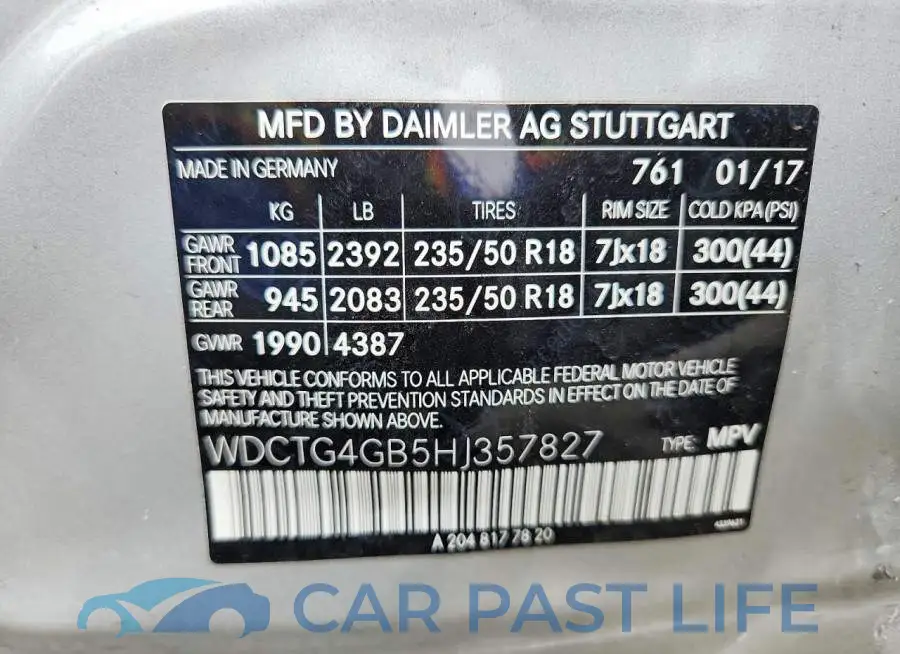 WDCTG4GB5HJ357827# 14