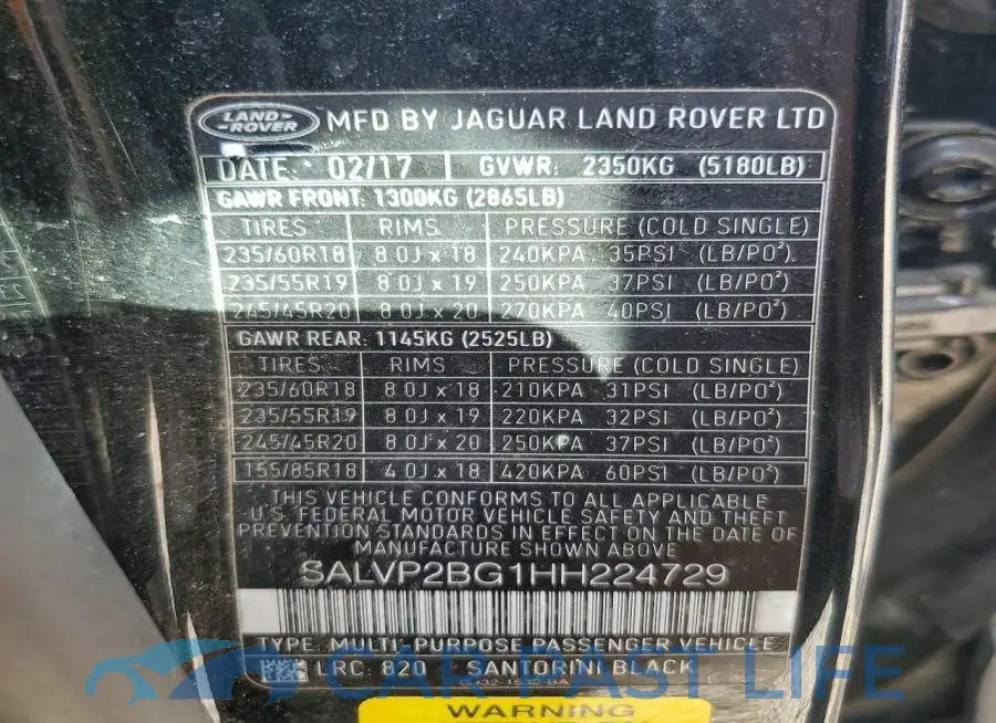 SALVP2BG1HH224729# 14