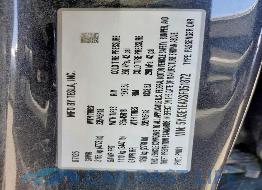 5YJ3E1EAXSF051872# 12
