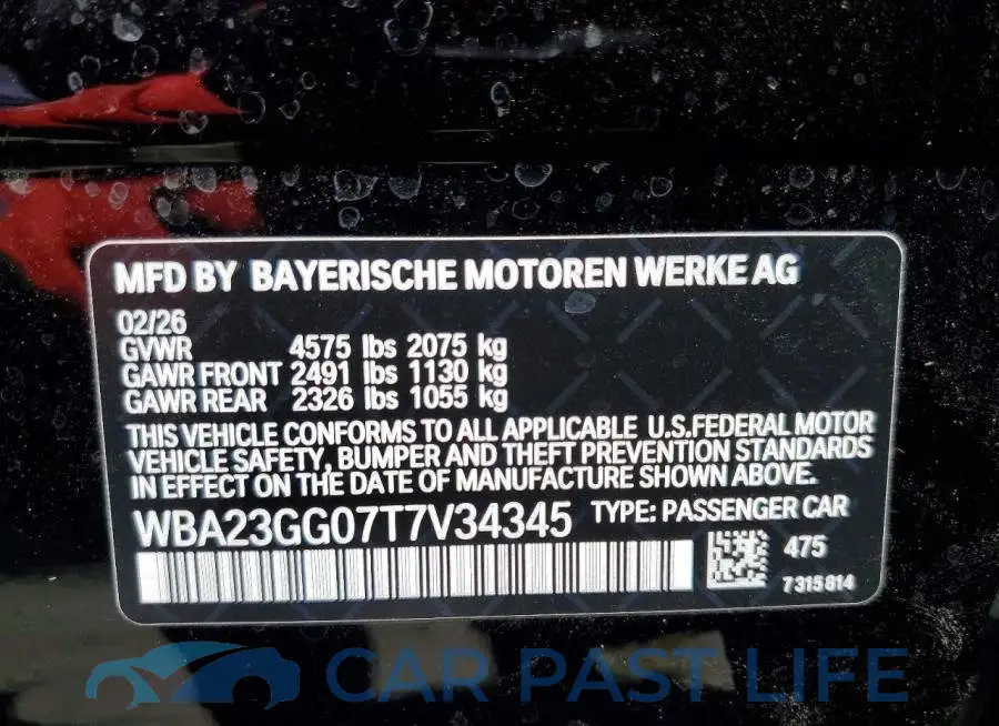 WBA23GG07T7V34345# 12