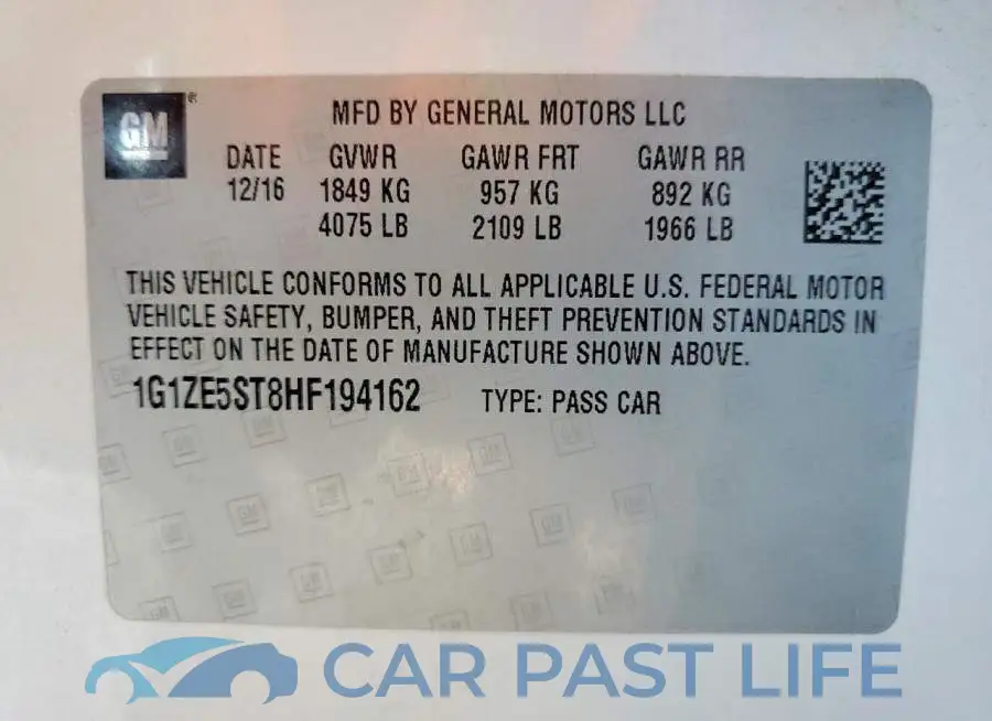 1G1ZE5ST8HF194162# 12