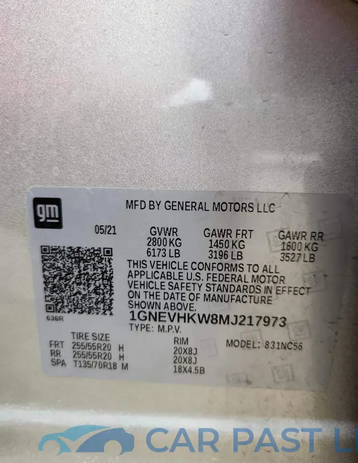 1GNEVHKW8MJ217973# 12