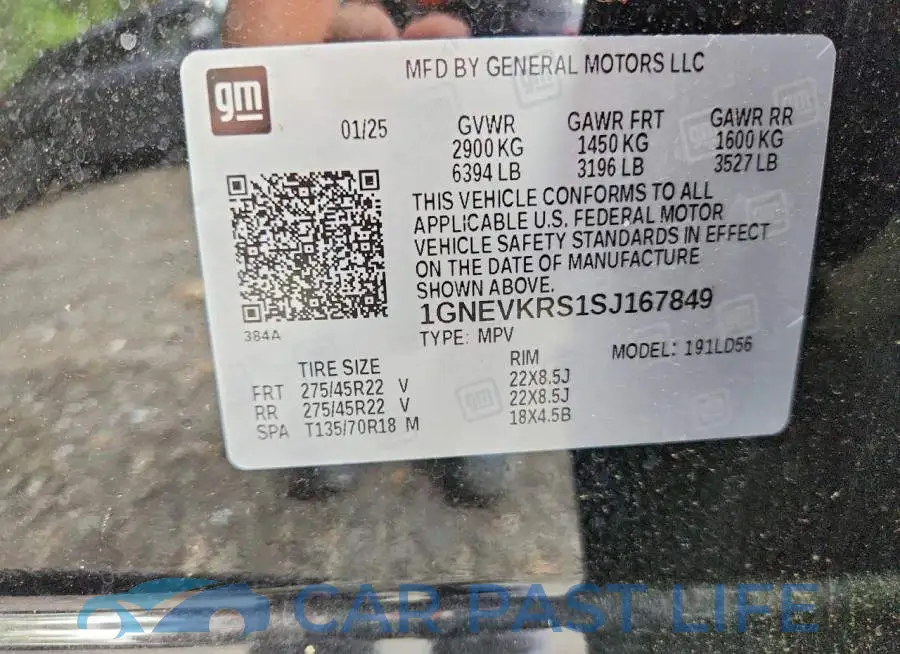 1GNEVKRS1SJ167849# 13