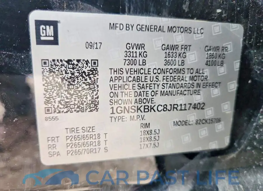 1GNSKBKC8JR117402# 13