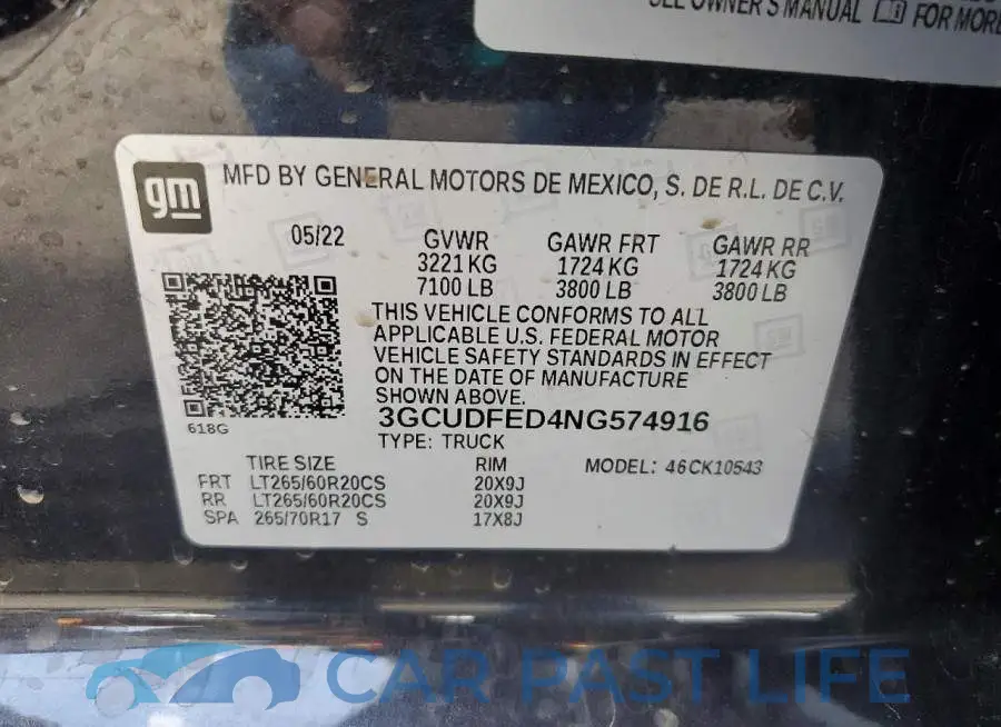 3GCUDFED4NG574916# 12