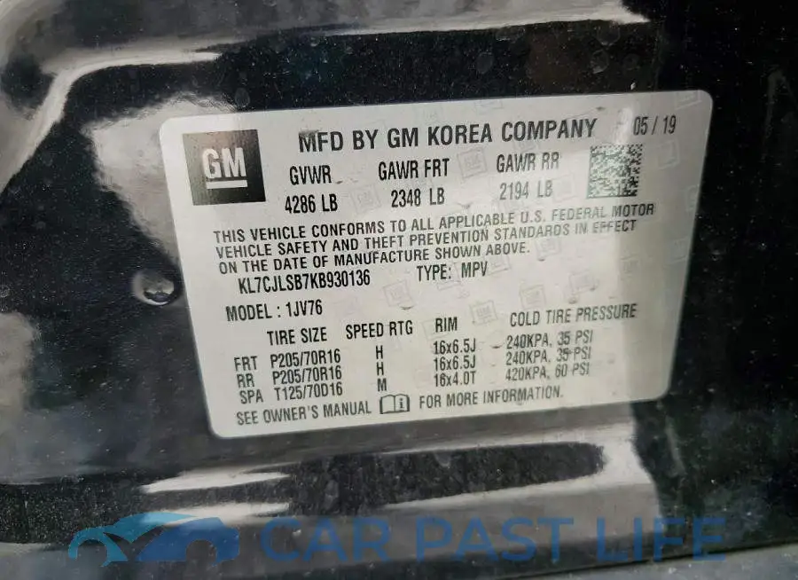 KL7CJLSB7KB930136# 12