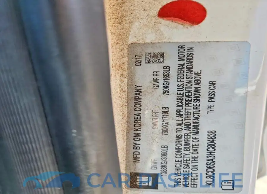 KL8CD6SA3HC804838# 12