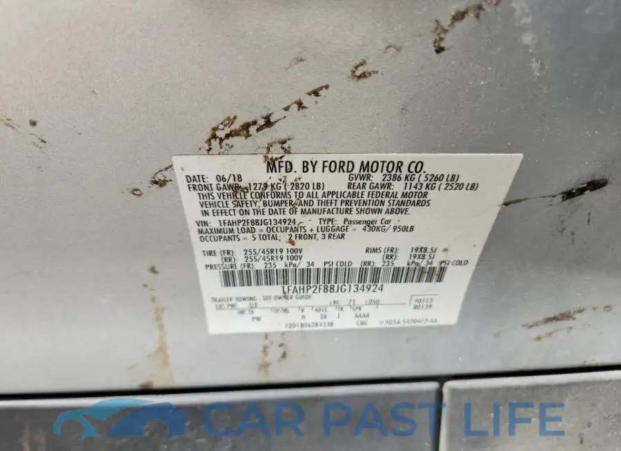 1FAHP2F88JG134924# 12