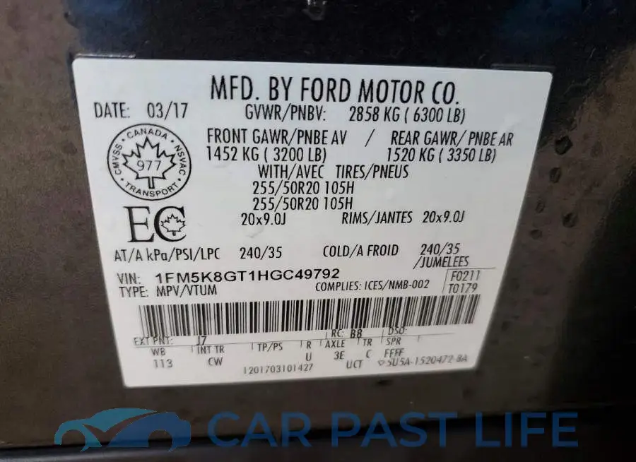 1FM5K8GT1HGC49792# 13