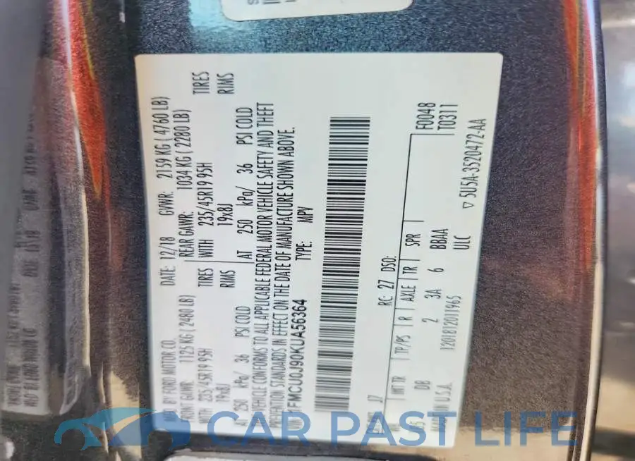 1FMCU0J90KUA56364# 13
