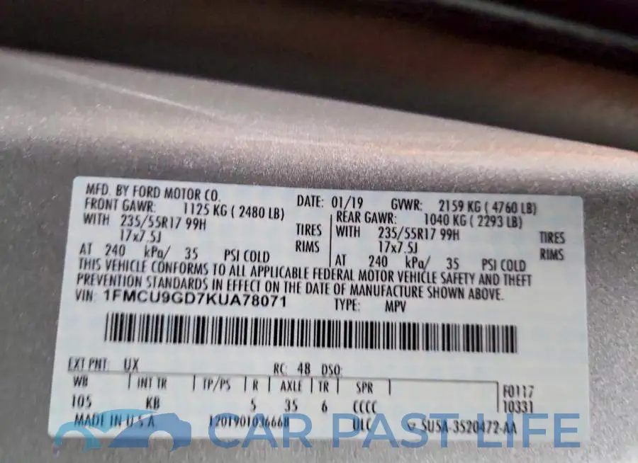 1FMCU9GD7KUA78071# 13