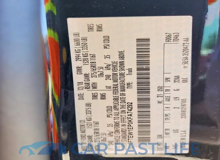 1FTEW1EP0KFA74292# 13