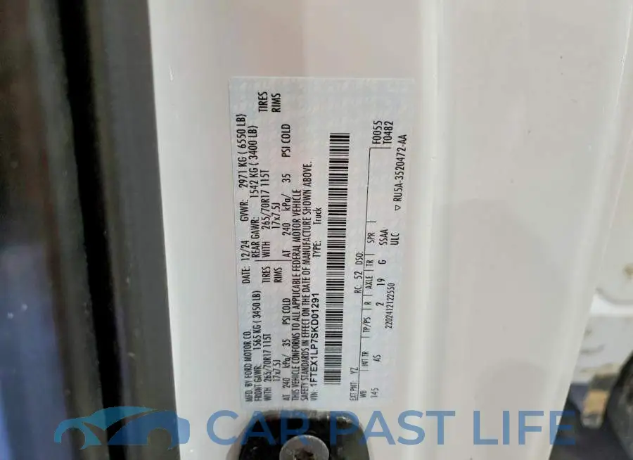 1FTEX1LP7SKD01291# 12