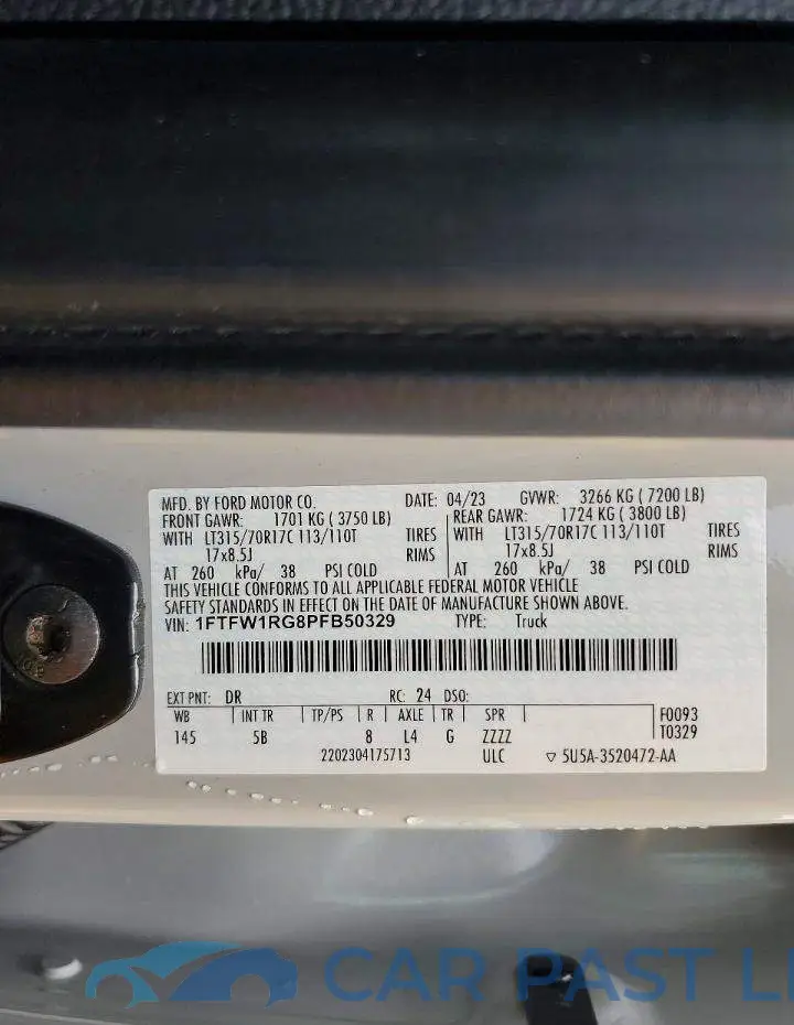 1FTFW1RG8PFB50329# 12