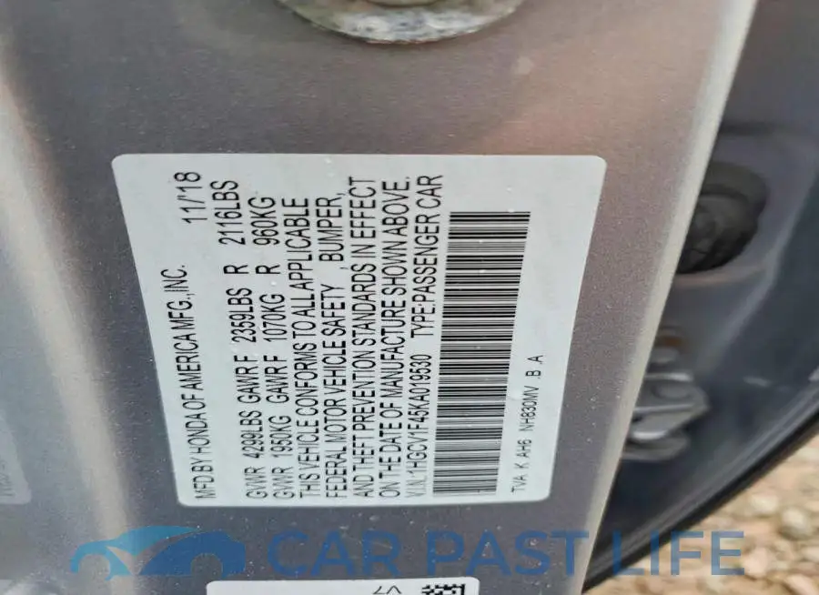 1HGCV1F45KA019530# 12