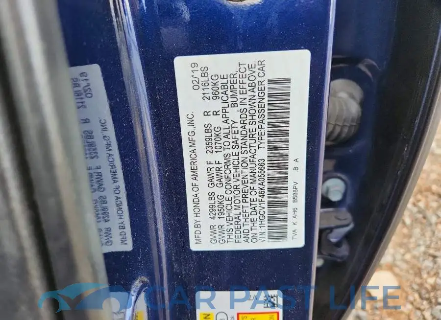 1HGCV1F46KA055663# 12