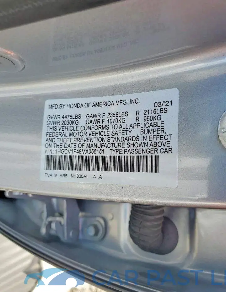 1HGCV1F48MA055151# 12