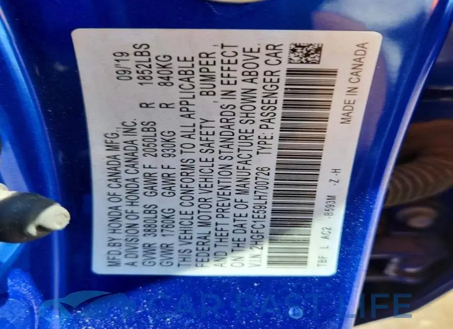 2HGFC1E59LH700726# 12