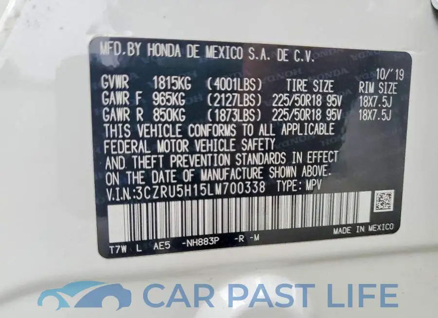 3CZRU5H15LM700338# 14