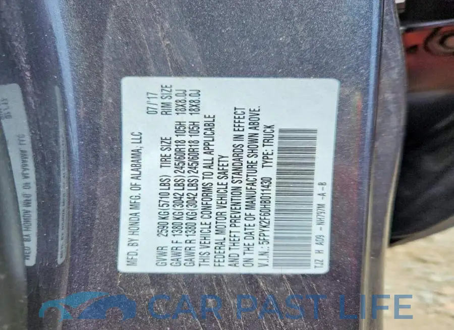 5FPYK2F60HB011430# 13