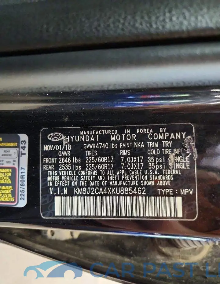 KM8J2CA4XKU885462# 13