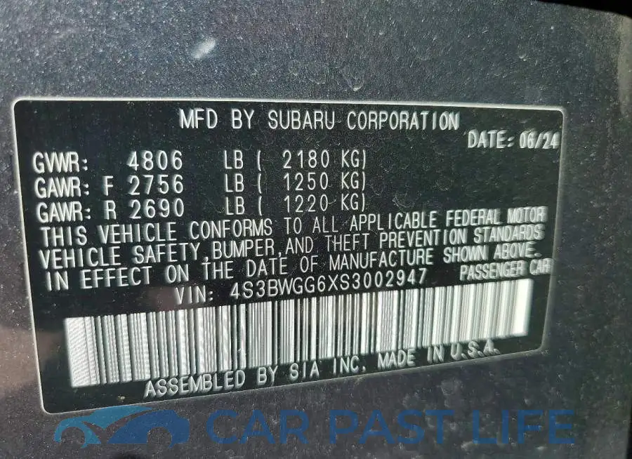 4S3BWGG6XS3002947# 12