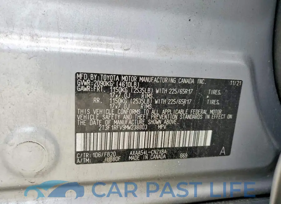 2T3F1RFV9MW238803# 13