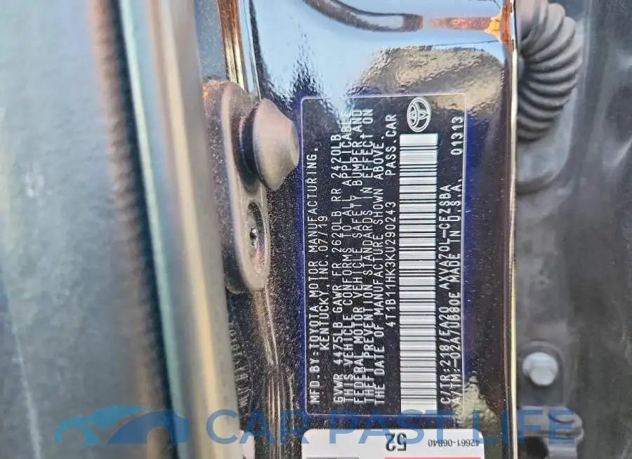 4T1B11HK3KU290243# 12