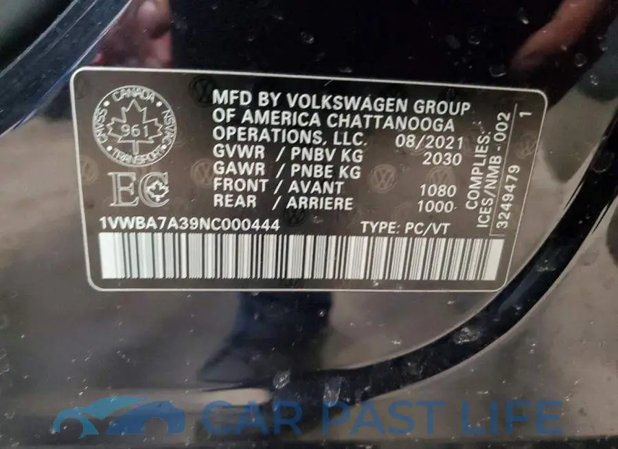1VWBA7A39NC000444# 12