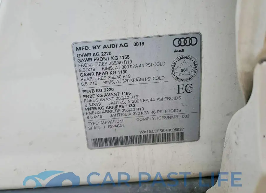 WA1GCCFS6HR005687# 13