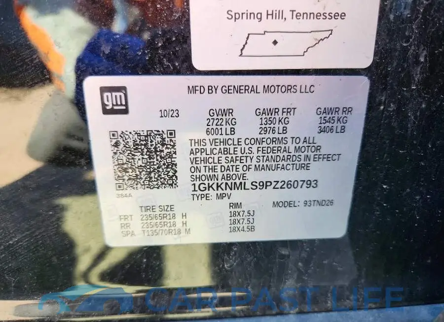 1GKKNMLS9PZ260793# 13