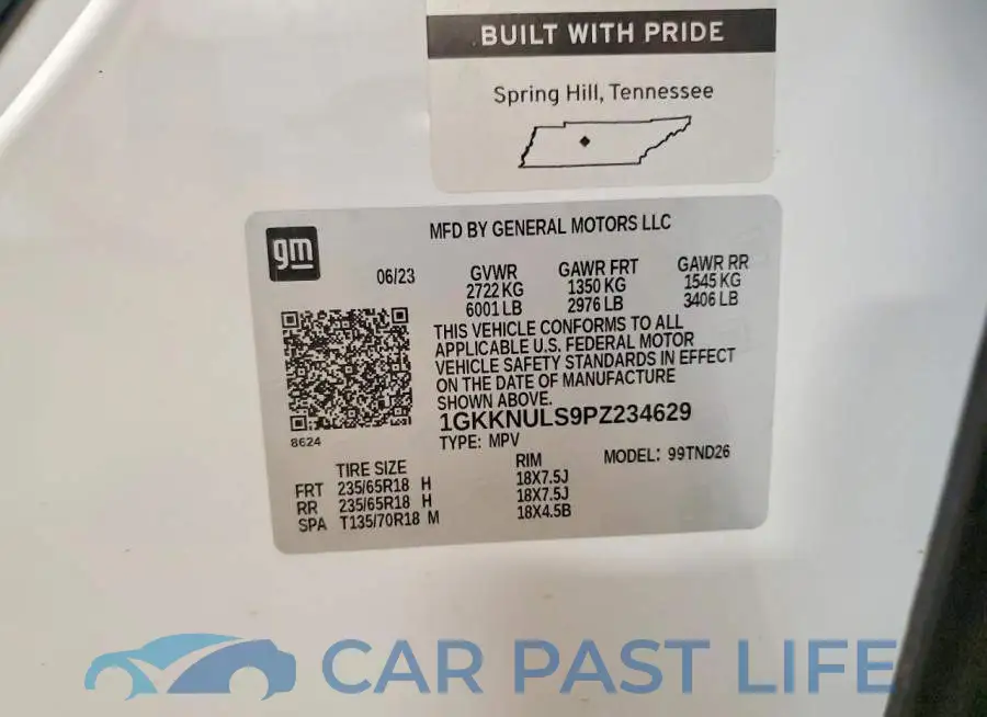 1GKKNULS9PZ234629# 14