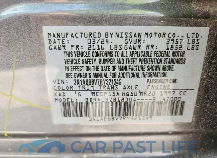 3N1AB8BV7RY321349# 12