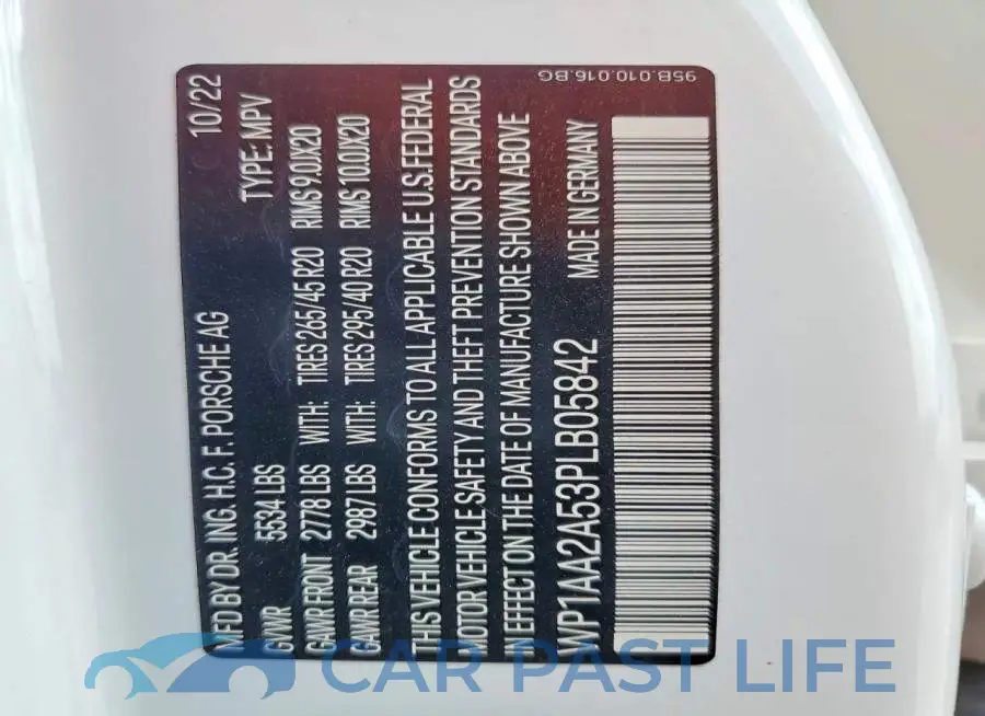 WP1AA2A53PLB05842# 13