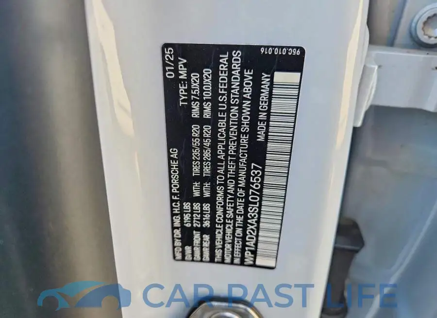 WP1AD2XA3SL076537# 12