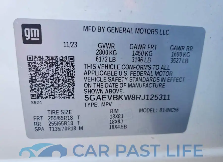 5GAEVBKW8RJ125311# 12
