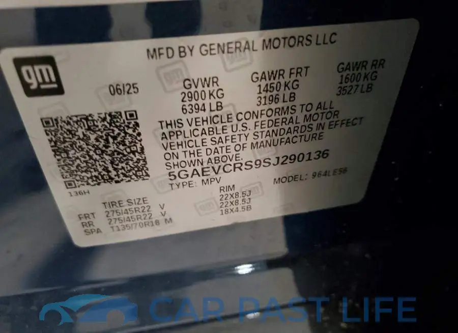 5GAEVCRS9SJ290136# 13