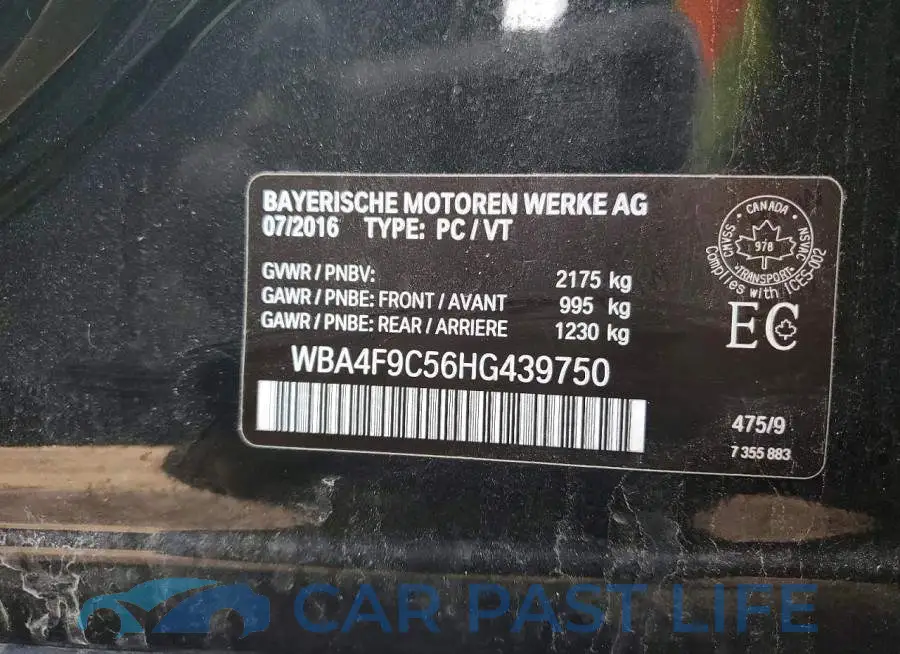 WBA4F9C56HG439750# 13
