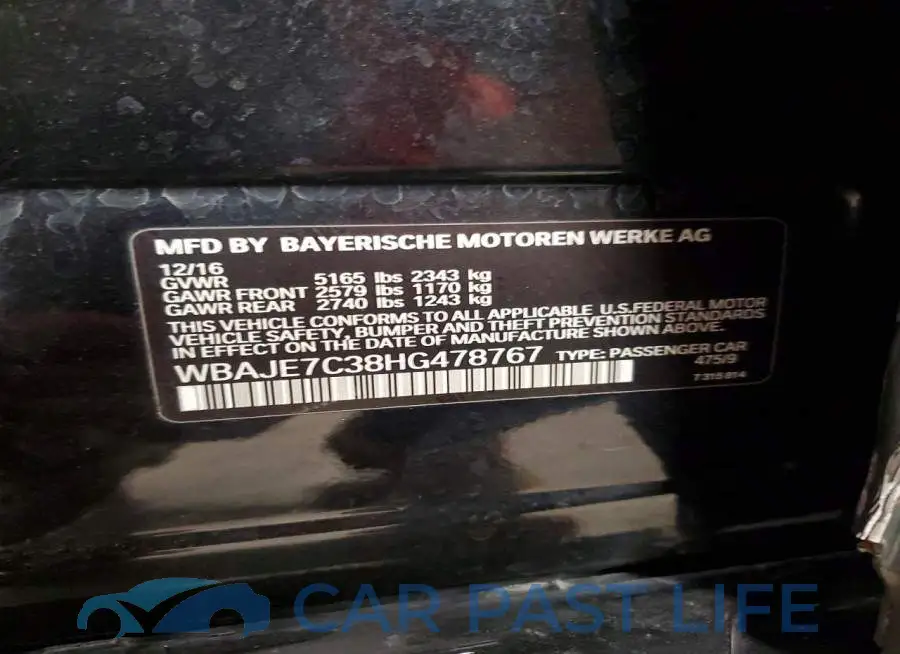 WBAJE7C38HG478767# 13
