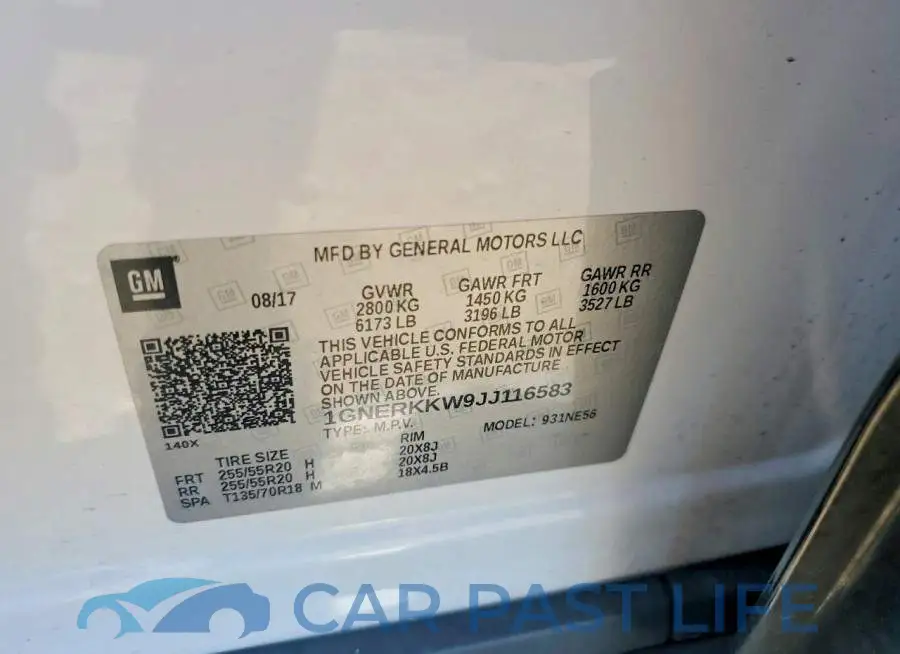 1GNERKKW9JJ116583# 13