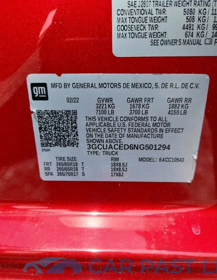 3GCUACED6NG501294# 12
