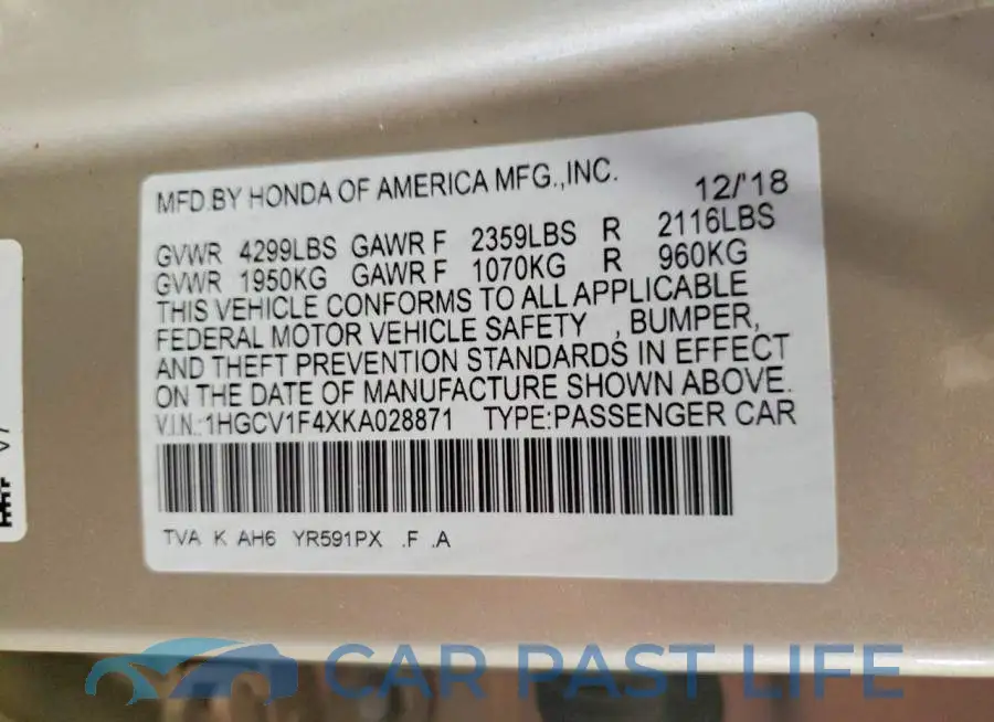 1HGCV1F4XKA028871# 13