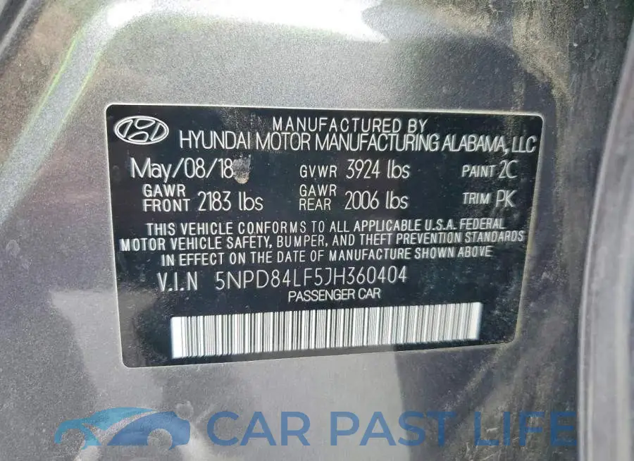 5NPD84LF5JH360404# 12